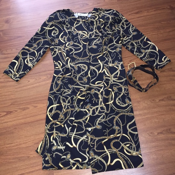 ❌SOLD❌ 80s vtg Scarf Print Career Dress - Picture 5 of 6